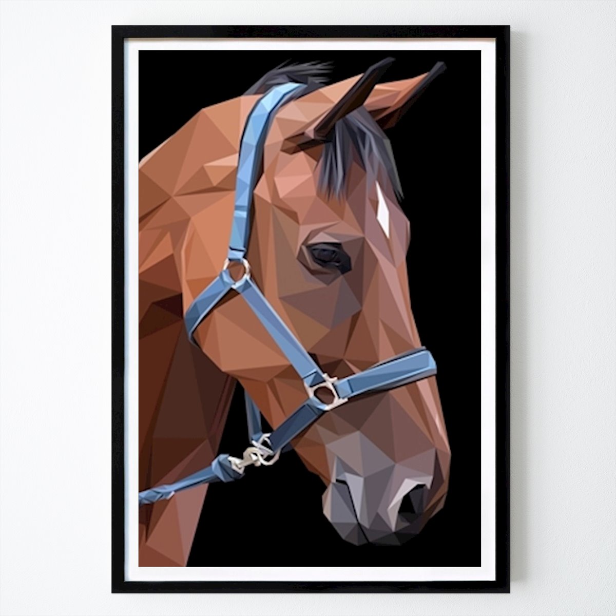 Poster: Braunes Pferd Blaues Seil Abstrakt von Yoga Wijayandi von Printler