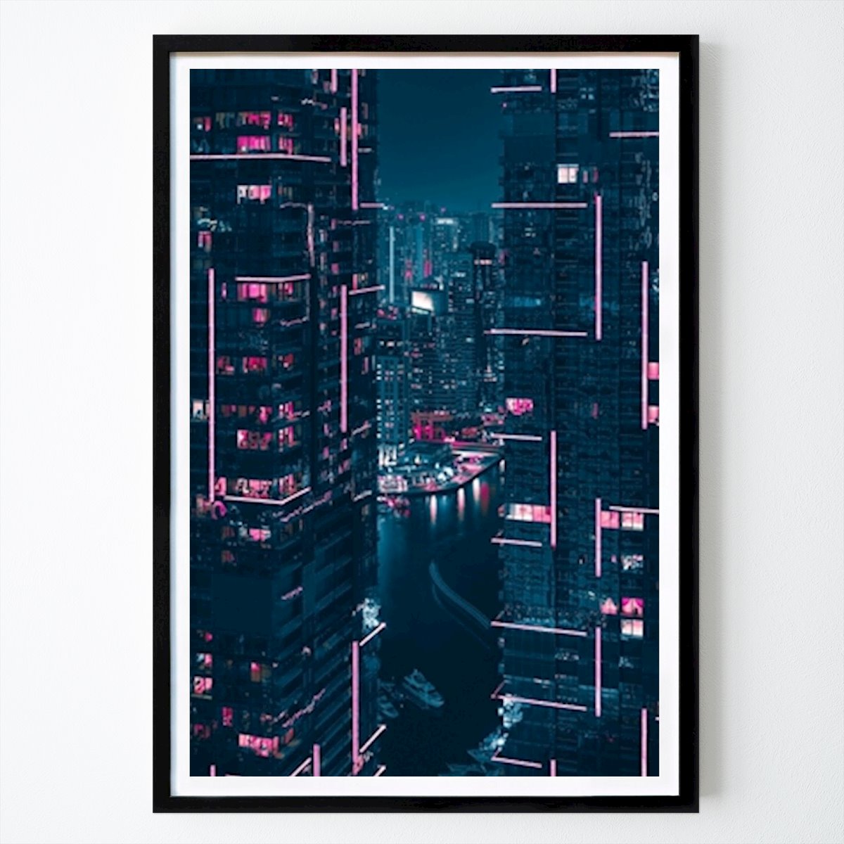 Poster: City Cyberpunk Nachtlicht von Qreative von Printler