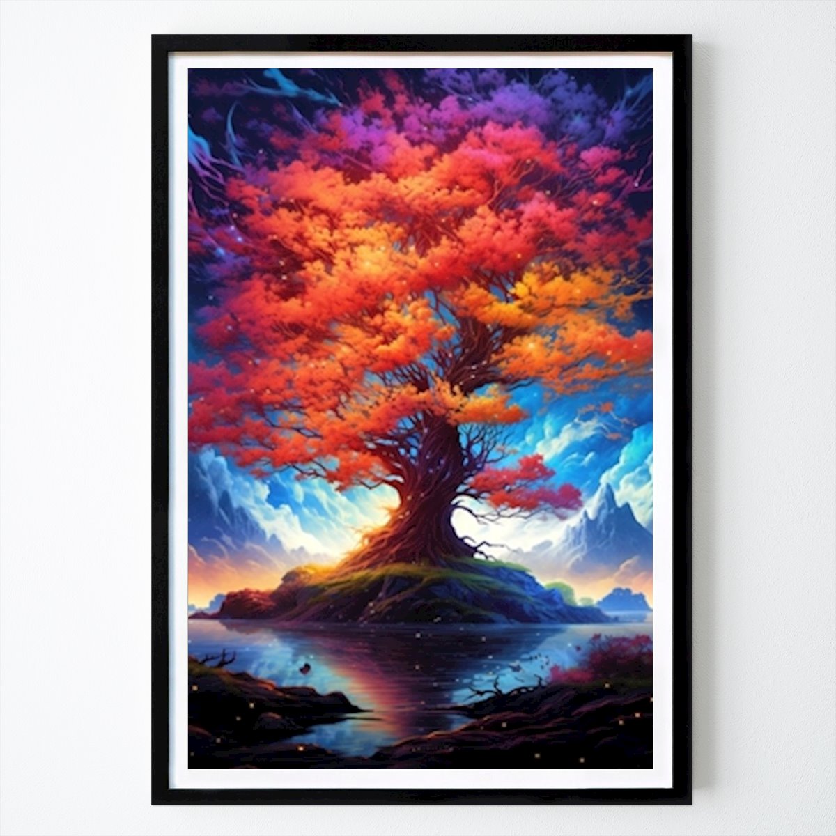 Poster: Ein Baum am See im Herbst von Max Ronn von Printler