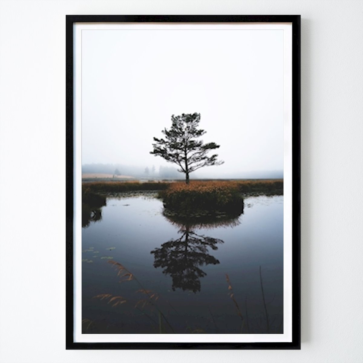 Poster: Einsamer Baum an einem nebligen Morgen von Niilo Isotalo von Printler