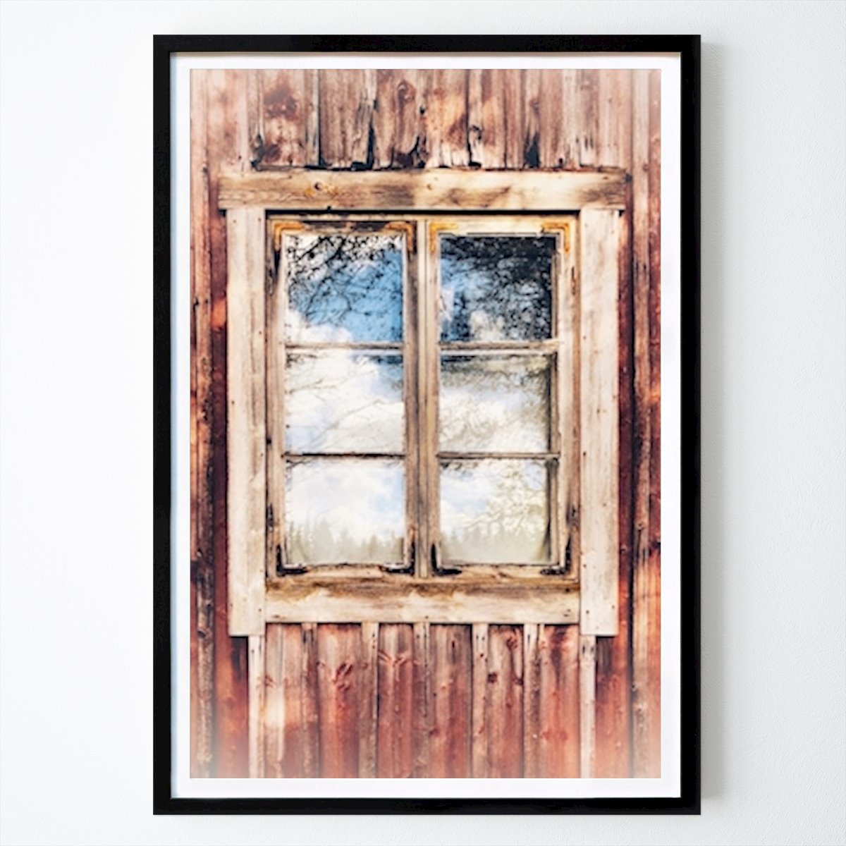 Poster: Fenster auf rotem Cottage von Stefan Hybert von Printler