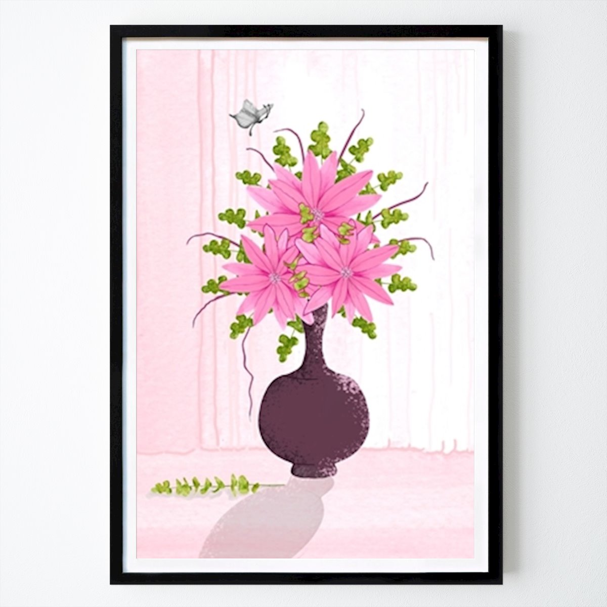 Poster: Große rosa Blumen in einer Vase von Edita Brus von Printler