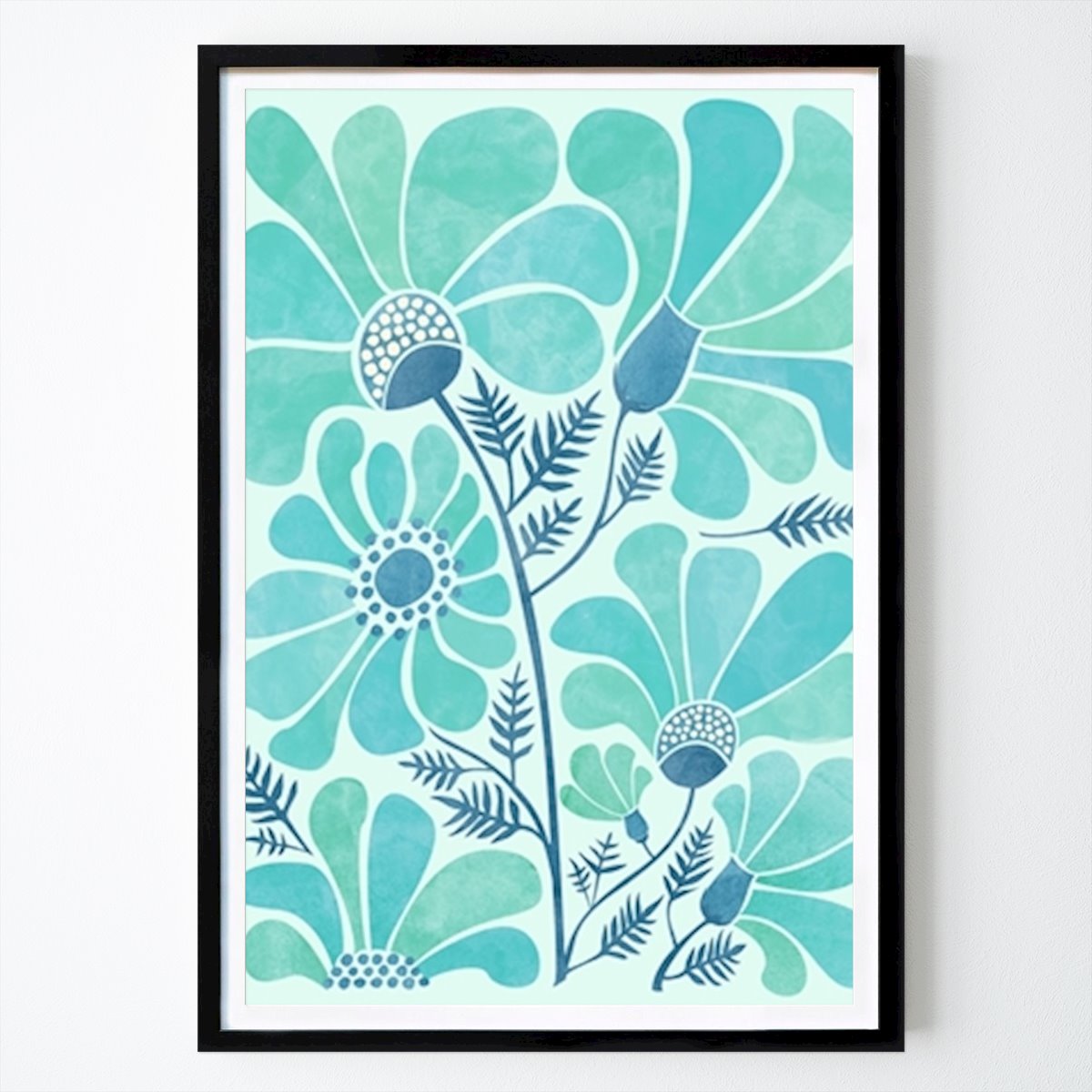 Poster: Himalaya Blumen in blau von Kristian Gallagher by The Artcircle von Printler