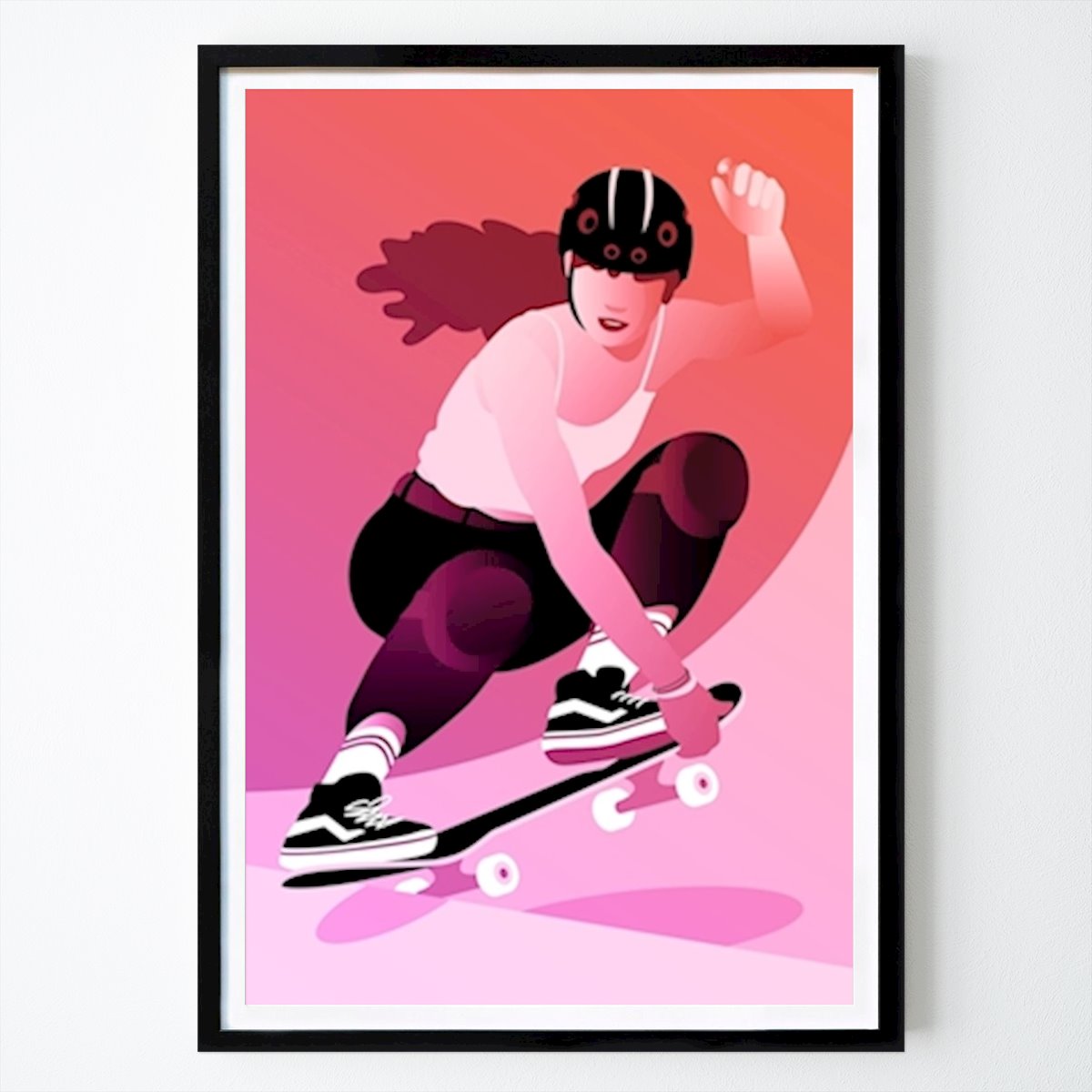 Poster: Illustration Skaterin Tricks von Pia Kolle von Printler