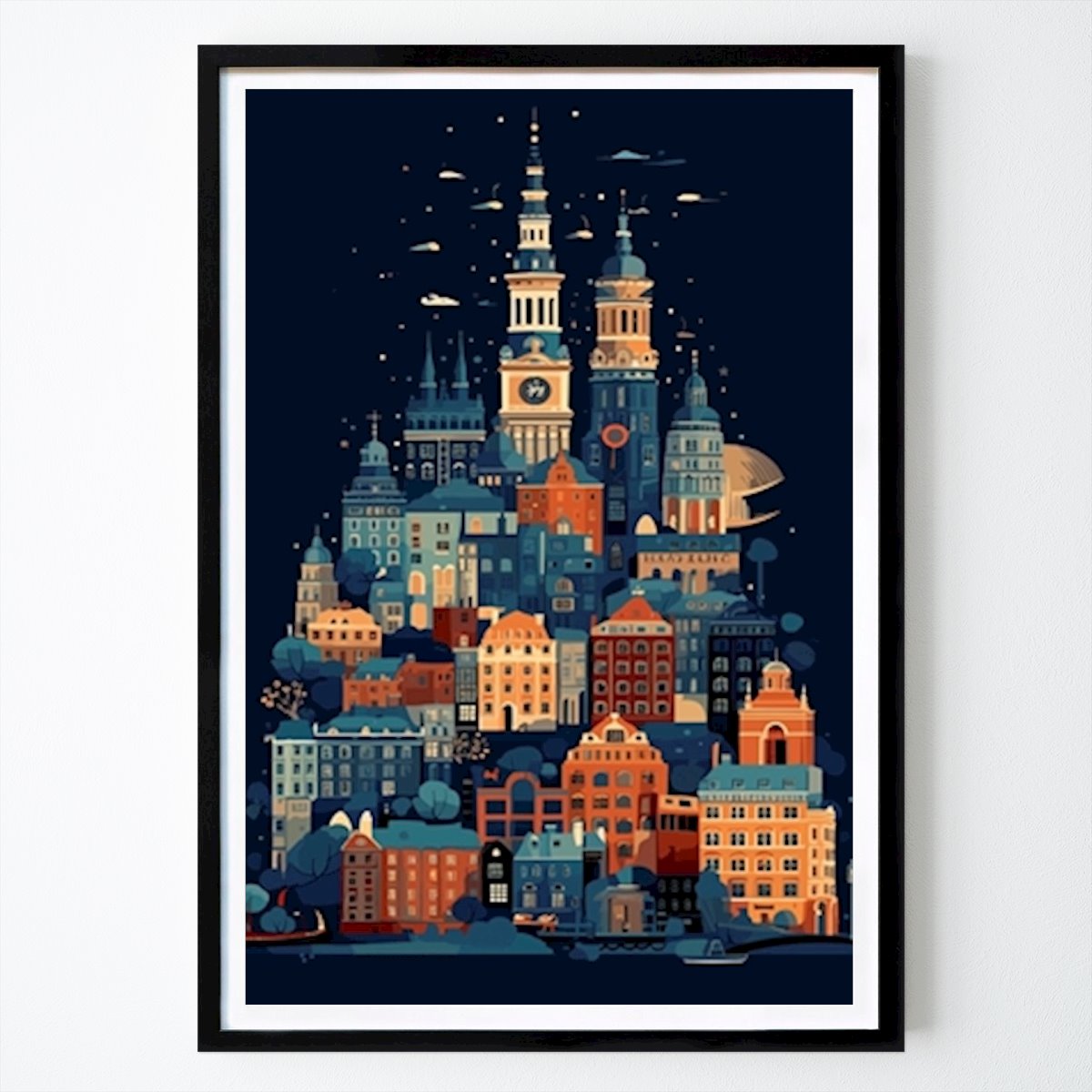 Poster: Illustration der Stadt Stockholm von edson ramos von Printler