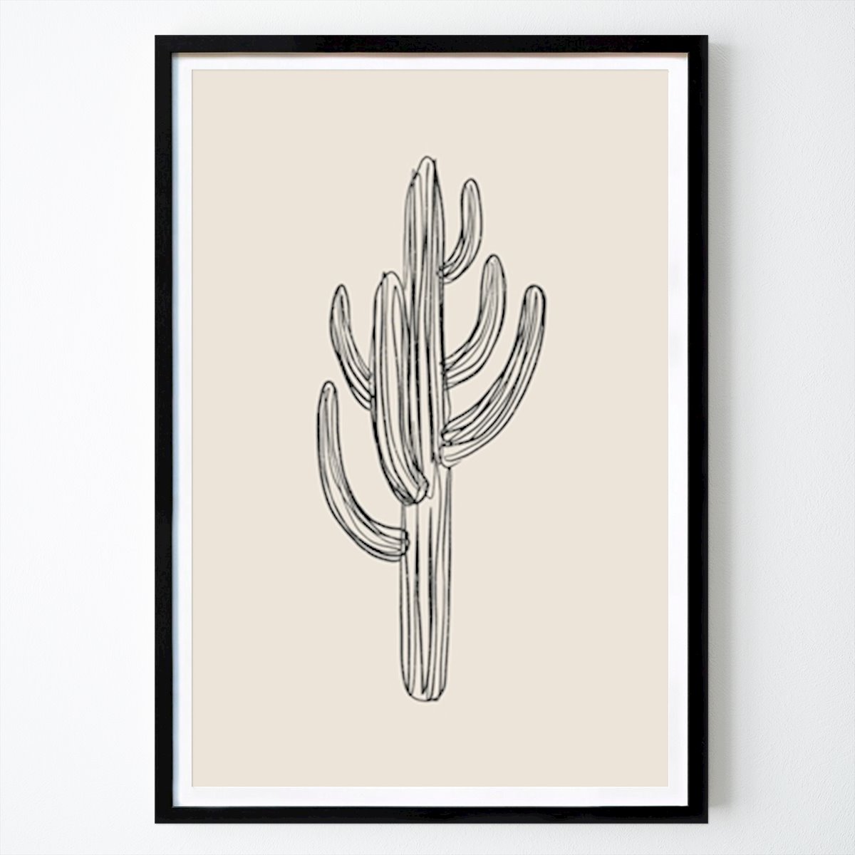 Poster: Kaktus schwarz und weiß von Cats & Dotz by The Artcircle von Printler