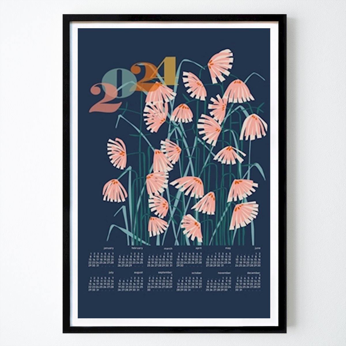 Poster: Kalender 2014 Linocut Blüten von DESIGN d´annick von Printler