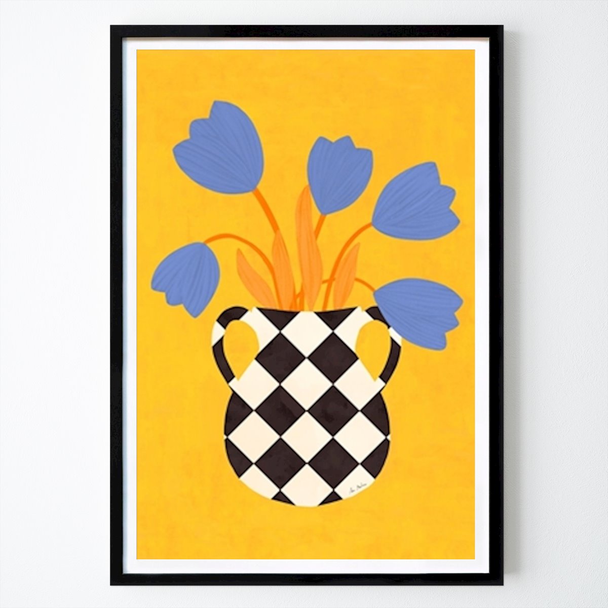 Poster: Karierte Vase und Tulpen von Ana Martínez von Printler