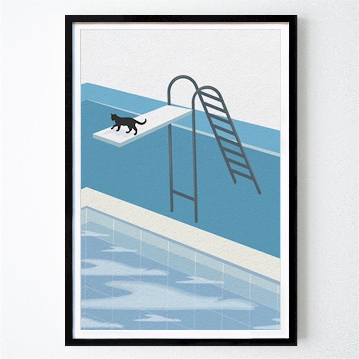 Poster: Katze springt in den Teich von Puspita Wulandari von Printler