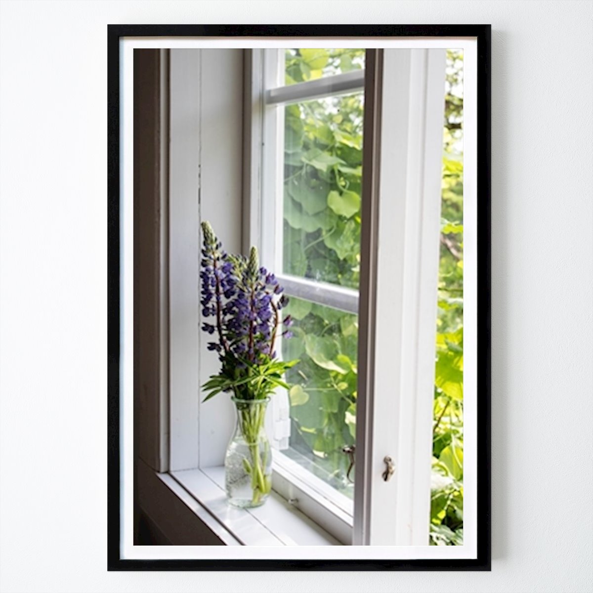 Poster: Lupinen am Fenster von Eva Mae Ritter von Printler