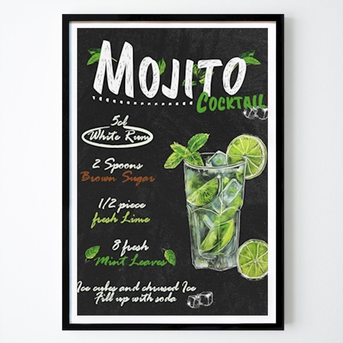 Poster: Mojito Rum Cocktail Kreide von Richter_Arts von Printler