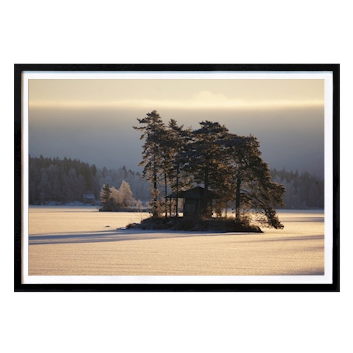 Poster: Pavillon an einem Wintermorgen von Jan Evanson von Printler