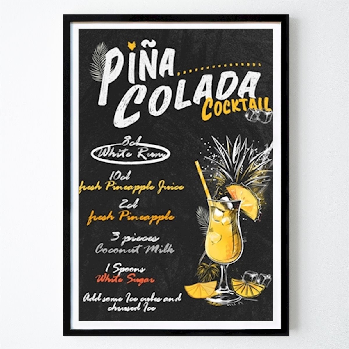 Poster: Pina Colada Cocktail Kreide von Richter_Arts von Printler