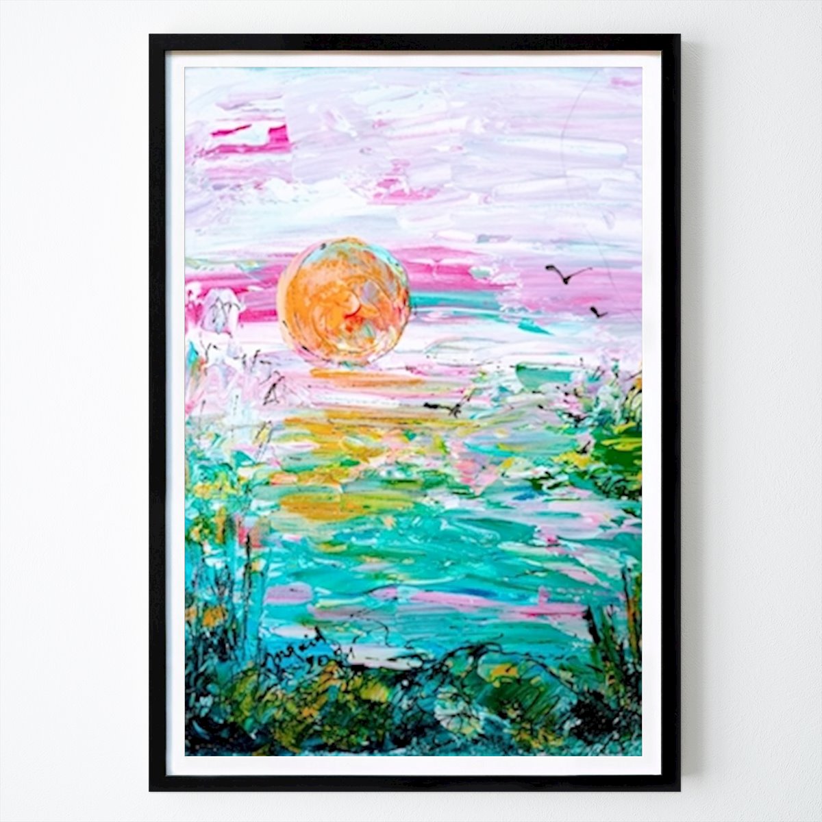 Poster: Roter Mond über dem Teich von Inrid Becker von Printler