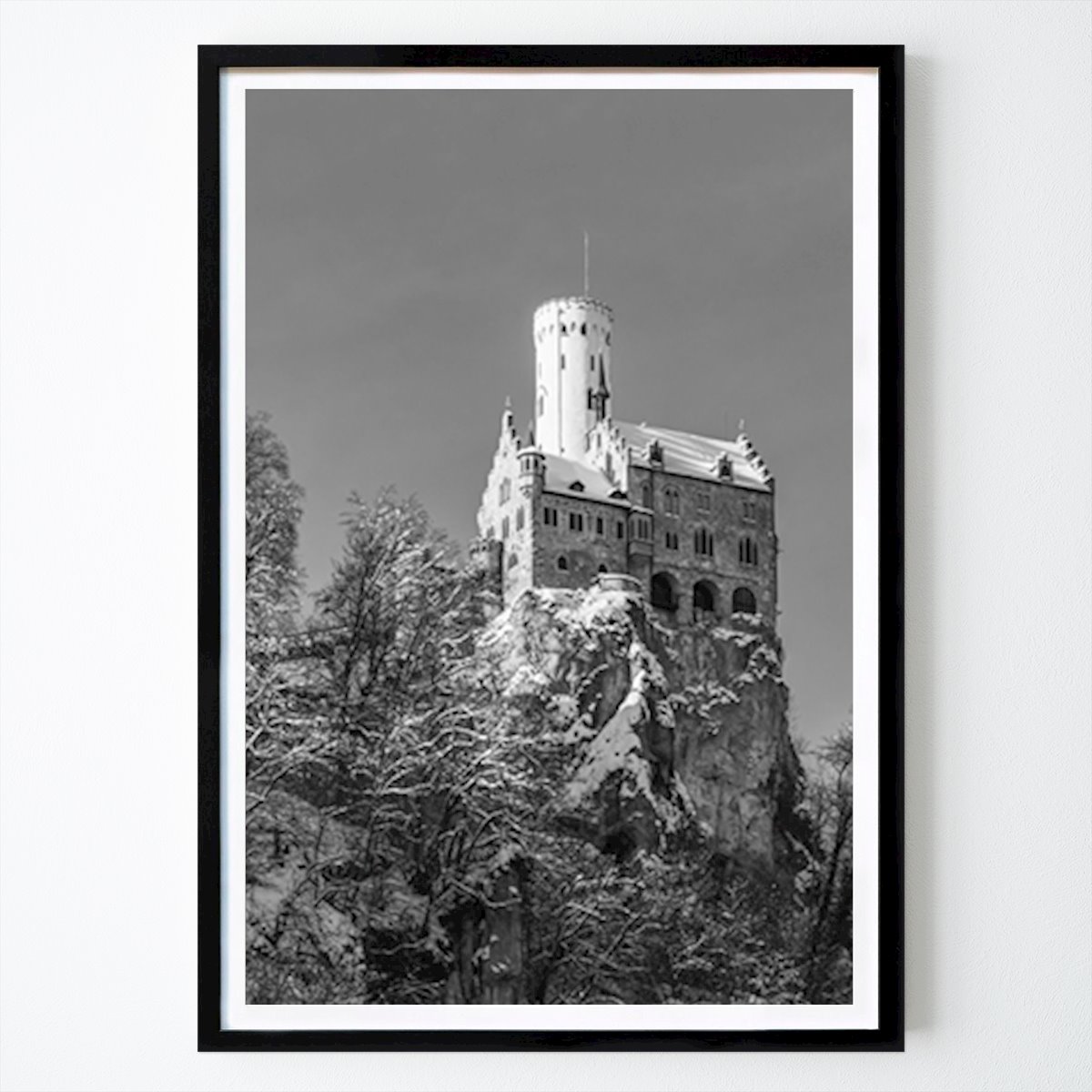 Poster: Schloss Lichtenstein im Winter von Dieterich Fotografie von Printler