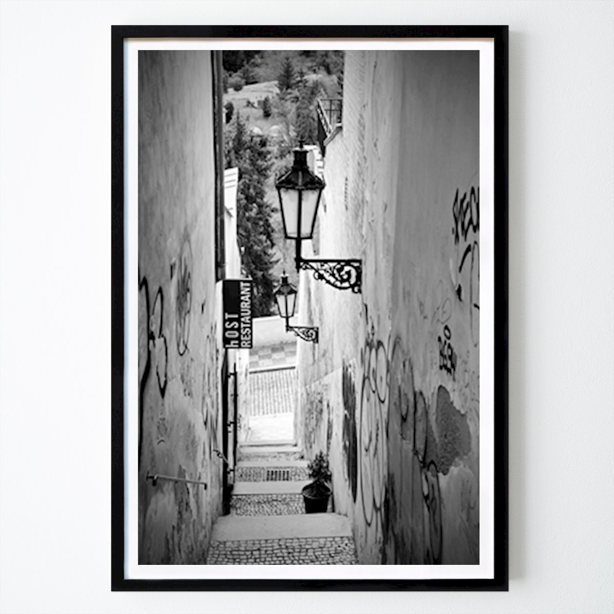 Poster: Treppe mit alten Laternen von Andreas Kitze-Wernicke von Printler