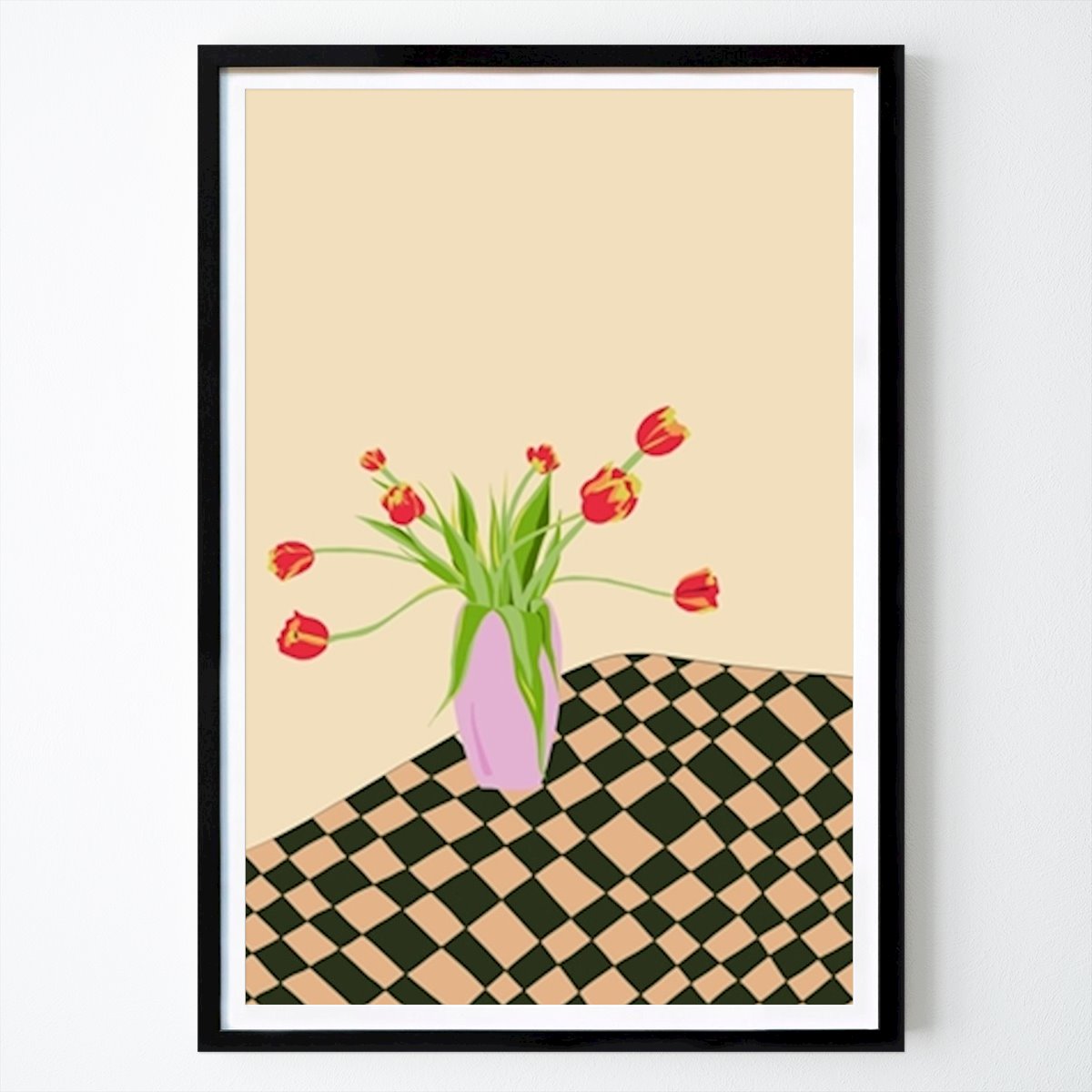 Poster: Tulpen auf dem Küchentisch von Maria Maukonen von Printler