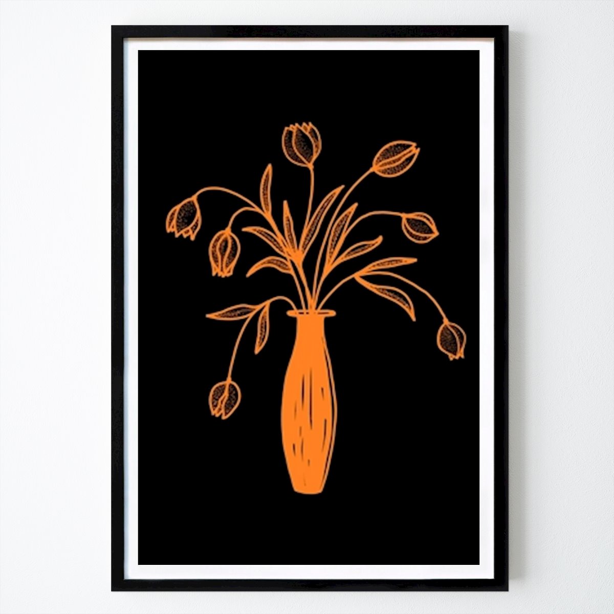 Poster: Tulpen in einer Vase orange schwarz von Edita Brus von Printler