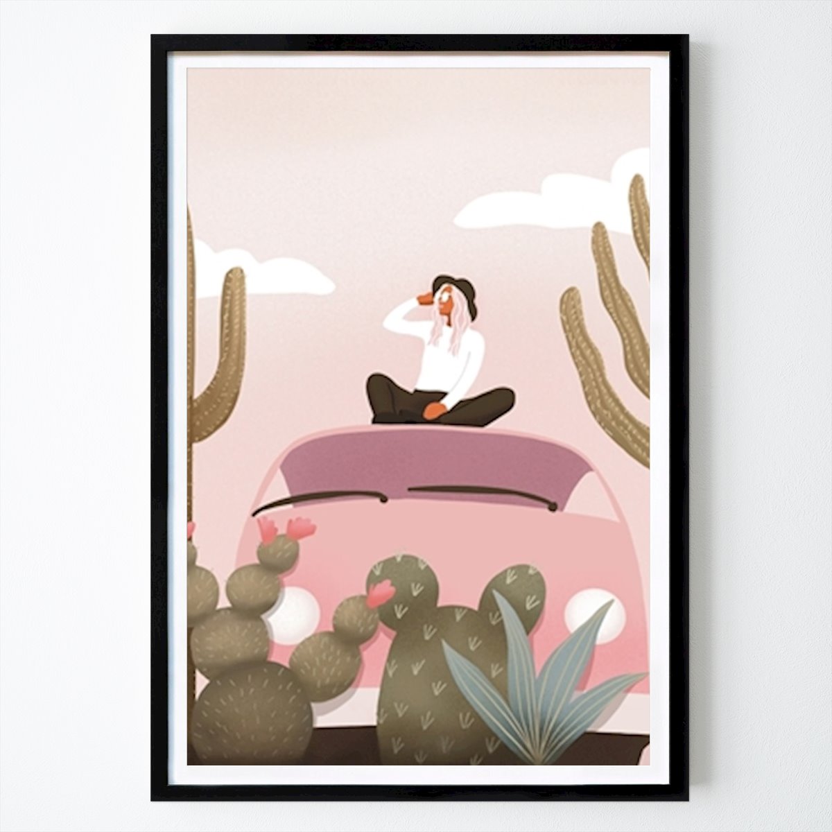 Poster: Vanlife im Kaktus-Garten von bellollage von Printler