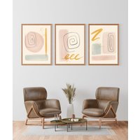 Boho Abstrakte Kunstdruck Wand Poster Set Von 3 Druck Kunst Dekor P6 von Printmize