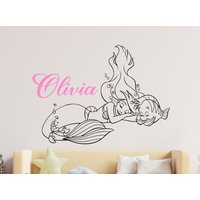 Prinzessin Ariel Wandtattoal Kleine Meerjungfrau Wanddeko Cartoon Wandtatto Für Mädchen Schlafzimmer Cus52 von Printmize