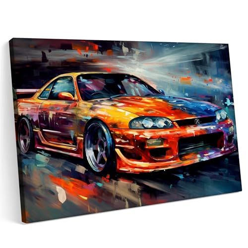 Printonia Leinwandbild m Leinwanddruck 100x70 Nissan Skyline abstrakte bunte Neon-Graffiti Printonia Leinwandbild m Leinwanddruck 100x70 Nissan Skyline abstrakte bunte Neon-Graffiti von Printonia