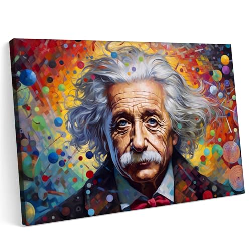 Printonia Leinwandbild m Malerei auf Leinwand 100x70 Albert Einstein Kunst Abstraktion von Printonia