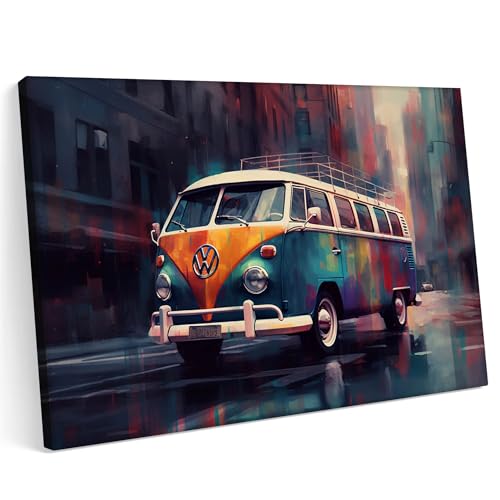 Printonia Leinwandbild m Malerei auf Leinwand 70x50 T1 Gurke VW Classic Abstract Neon Style GTA von Printonia