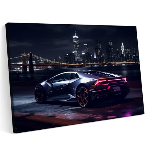 Printonia Leinwandbild m Bild auf Leinwand 70x50 Lambo Huracan Evo GT3 RWD Sport Abstrakt Neon von Printonia