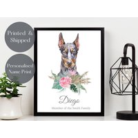 Dobermann Personalisierter Kunstdruck, Hund Wandbild, Rotes Tierportrait Aquarell, Tierliebhaber Geschenk, Haustier Erinnerungsbild Ungerahmt Dobermann Personalisierter Kunstdruck, Hund Wandbild, Rotes Tierportrait Aquarell, Tierliebhaber Geschenk, Haustier Erinnerungsbild Ungerahmt von PrintsByRoe