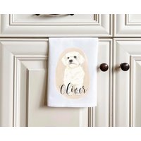 Personalisiertes Bichon, Bolognese, Coton De Tulear, Havaneser, Malteser, Maltipoo, Havapoo, White Fluffy, Pet Portrait Dog Geschirrtuch | 2Er Set von PrintsPrincessEtsy