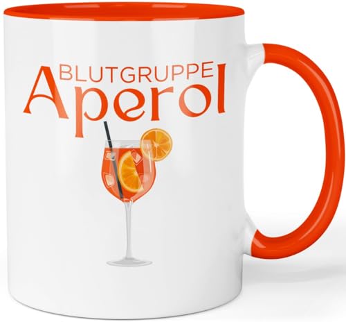 Aperol Tasse mit Spruch - Blutgruppe Aperol - lustige Bürotasse Abschiedgeschenk Kollegin Tasse für Lieblingskollegin - beidseitig bedruckte Kaffeetasse von Printschmiede