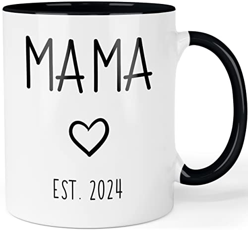 Tasse Schwangerschaft verkünden - Du wirst Mama 2024 - beidseitig bedruckte Kaffeetasse - Geschenk werdende Mutter, Farbe: Schwarz von Printschmiede