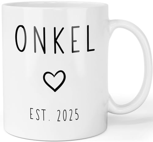 Tasse Schwangerschaft verkünden - Du wirst Onkel 2025 - beidseitig bedruckte Kaffeetasse - Geschenk werdender Onkel, Farbe: Weiß von Printschmiede