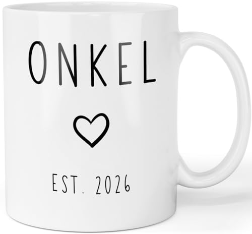 Tasse Schwangerschaft verkünden - Du wirst Onkel 2026 - beidseitig bedruckte Kaffeetasse - Geschenk werdender Onkel, Farbe: Weiß von Printschmiede