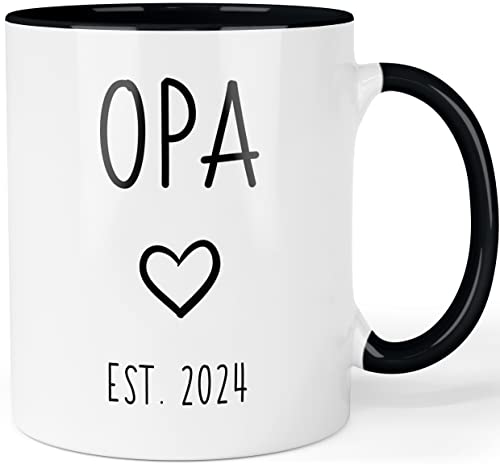 Tasse Schwangerschaft verkünden - Du wirst Opa 2024 - beidseitig bedruckte Kaffeetasse - Geschenk werdender Großvater, Farbe: Schwarz von Printschmiede