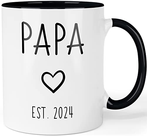 Tasse Schwangerschaft verkünden - Du wirst Papa 2024 - Geschenk werdender Vater, Farbe: Schwarz von Printschmiede