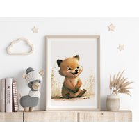 Baby Fuchs Kinderbild, Poster Für Kinderzimmer, Kinderposter, Tierbilder Jungen Und Mädchen, Beige von Printsitiv