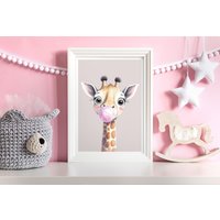 Giraffe Tierbild, Kinderzimmer Bilder, Safari Tiere Poster, Baby Geschenk Mädchen, Kinderposter, Wand Deko, A4, A3, A2 von Printsitiv