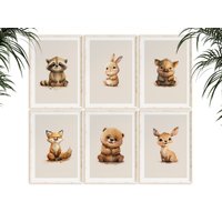 Tierbilder Poster Set, Kinderzimmer Bilder Für Jungen Und Mädchen, A4, A3, A2, Tiere Des Waldes, Wandkunst von Printsitiv