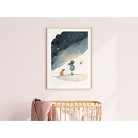 sternenhimmel, Kinderzimmer Bild, Baby Geschenk Mädchen, Weltraum Poster, Kinderposter, Märchen, Wand Deko, A4, A3, A2 von Printsitiv