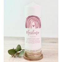 Hochwertige Taufkerze Regenbogen "Marlene", Kerze, Taufe, Mädchen, Spitze, Banderole, Geschenk Perlenband von Printsonalities