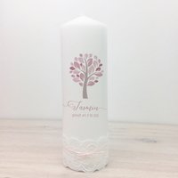 Taufkerze, Kerze, Taufe, Mädchen, Taufbaum, Baum, Spitze, Bändchen von Printsonalities