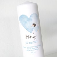 Taufkerze, Kerze, Taufe, Set Mit Patenbrief A4, Junge, Engel, Schutzengel, Herz, Aquarell, Blau, Geschenk Zur Taufe von Printsonalities