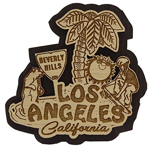 Printtoo Los Angeles - holzerner gravierter holzerner Kuhlschrankmagnet Andenken - Geschenk von Printtoo