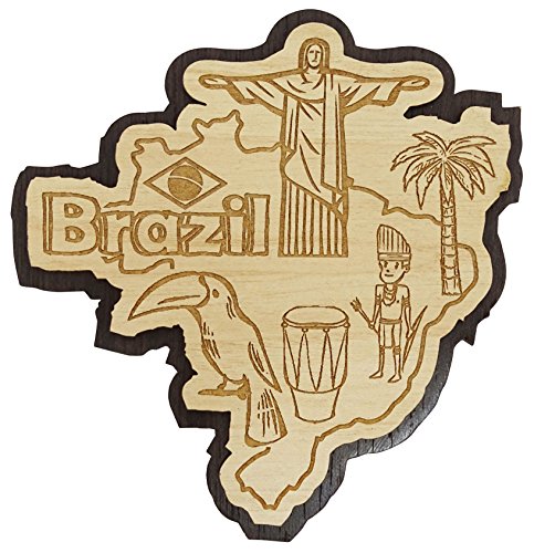 Printtoo Brasilien Karte aus Holz graviert Kuehlschrank Magnet Souvenir Collectibles Geschenk von Printtoo