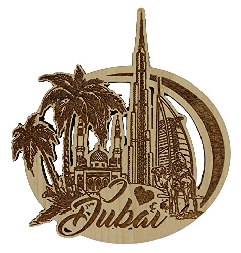Printtoo Dubai - holzerner gravierter holzerner Kuhlschrankmagnet Andenken - Geschenk von Printtoo