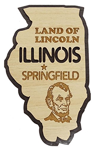 Printtoo Geschenk Sammlerstuecke Illinois Souvenir Gravierte Holz Kuehlschrankmagnet von Printtoo
