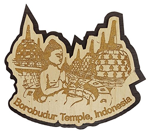 Printtoo Gravierte Holz Borobudur Tempel Indonesien Souvenir Kuehlschrankmagnet von Printtoo