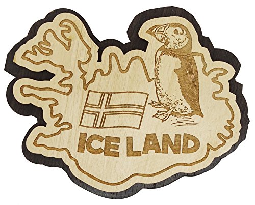 Printtoo Gravierte hoelzerne Island Karte Kuehlschrank Magnet Souvenir Collectibles Geschenk von Printtoo